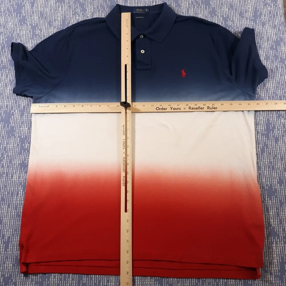 Polo Ralph Lauren Polo Shirt Mens 2XL Slim Fit Red White Blue Ombre USA Pony